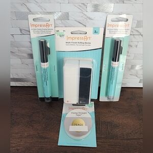 Impress Art Stamp Straight Tape, Multi-Finish Buffing Block, Enamel Markers